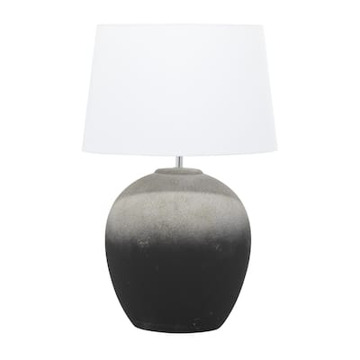 Ceramic Ombre Room Table Lamp with Drum Shade - Black - Roche River Decor