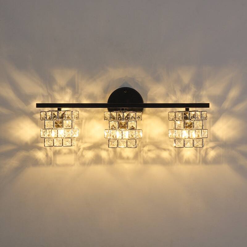 Mosaic Crystal Cube Shade Linear Bathroom Vanity Light