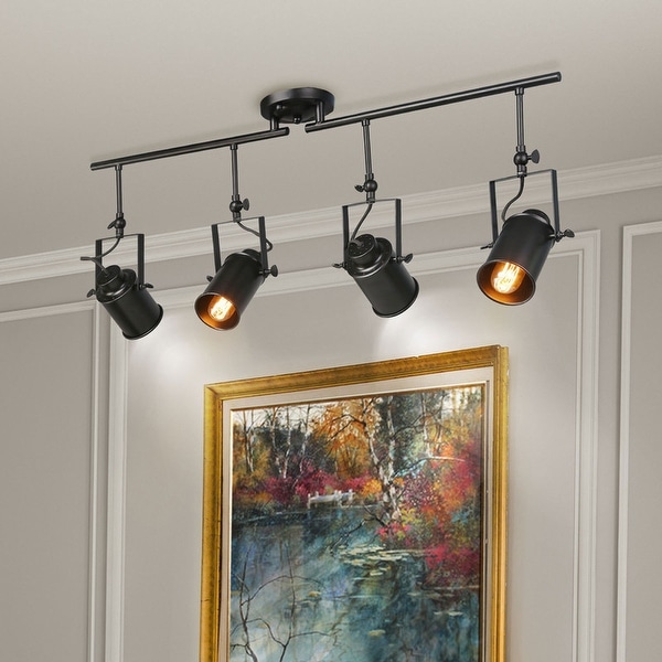 LNC Black Split Rail 4 Spotlight Track Lighting W36.4 xH15 xE4.75 On Sale Bed Bath Beyond 20307483