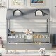 preview thumbnail 2 of 7, Gray Pine Wood Playhouse Bed with Trundle and Fence - Maximizing Space for Kids