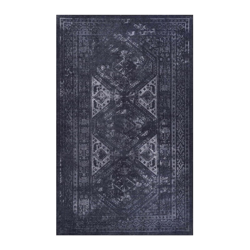 LOOM & LUXE Black/Gray Area Rug - 96" D x 60" W x 0.14" H