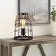 preview thumbnail 1 of 7, Rustic Black Small Accent Uplight Table Lamp with Jute Rope Handle - 10.6"H
