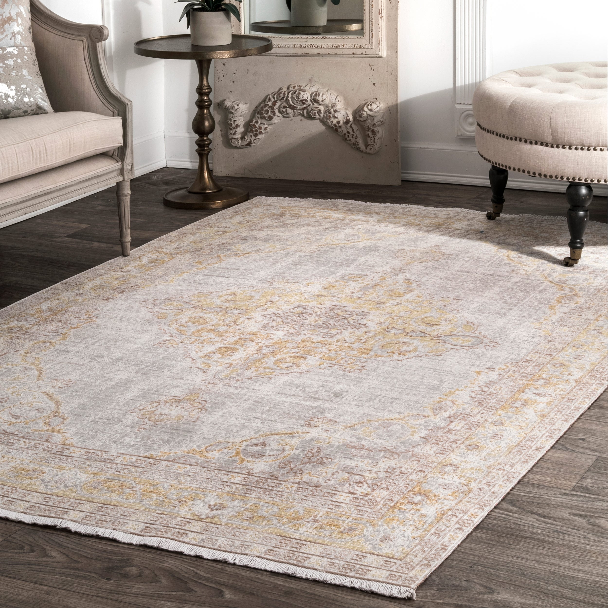 Shop Black Friday Deals On Nuloom Light Grey Transitional Classical Lavish Medallion Border Area Rug On Sale Overstock 20750611