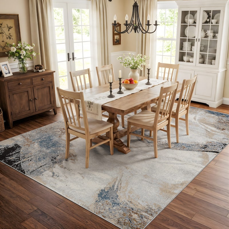 Neutral Desert Drift Area Rug for Living Room, Entryway, or Family Spaces - Easy to Clean and Comfortable Underfoot