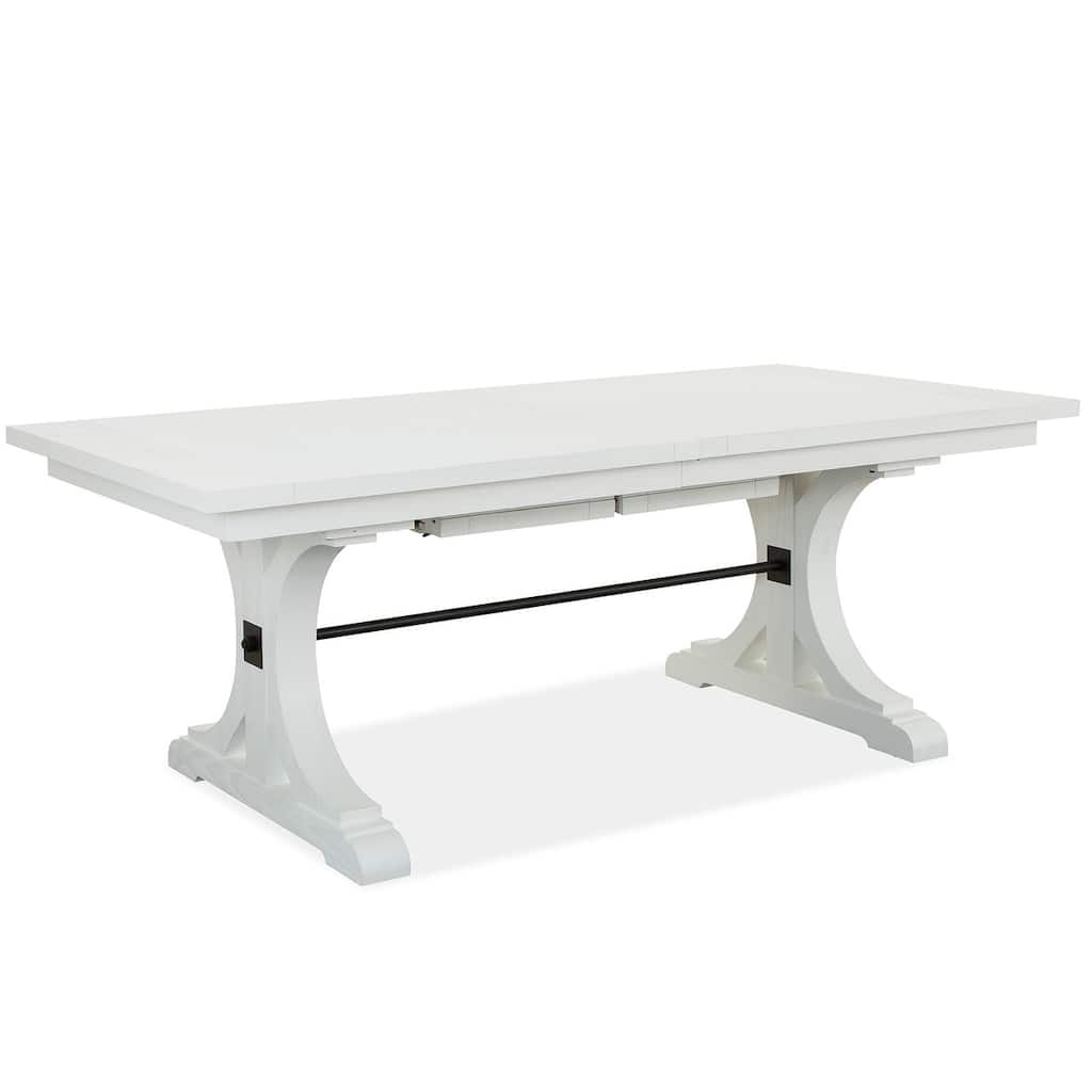 Magnussen Home Harper Springs Silo White Extendable Trestle Dining Table - 40''W x 80''D x 30''H