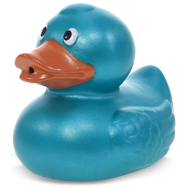 slide 2 of 7, DolliBu Metallic Blue Duck Bath Buddy Squirter For Toddlers - 2.7Lx2.2Wx2.3H inches
