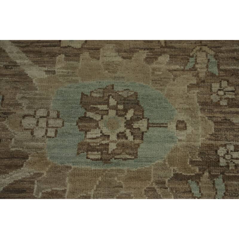 Hand Knotted Oriental 100% Wool Carpet Transitional All-Over Brown Oushak Area Rug - 10' 0'' X 7' 9''