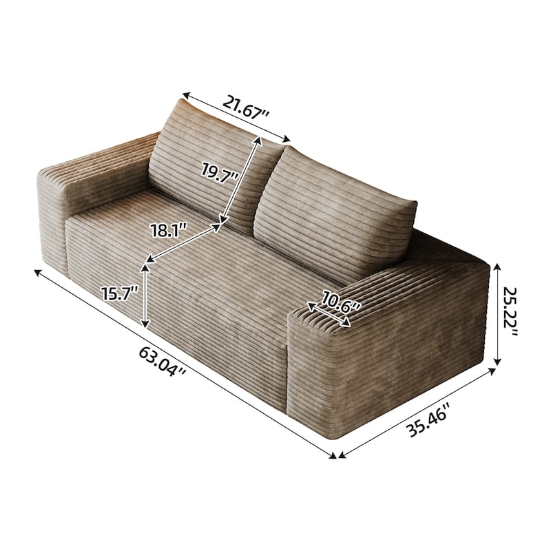 Corduroy Deep Seat Loveseat Sofa Ergonomic Couch