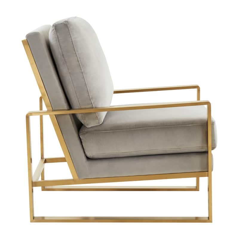 Jefferson Modern Velvet Accent Chair with Brushed Gold Frame, Removable Cushions, and Floor Protectors for Living Room or Office