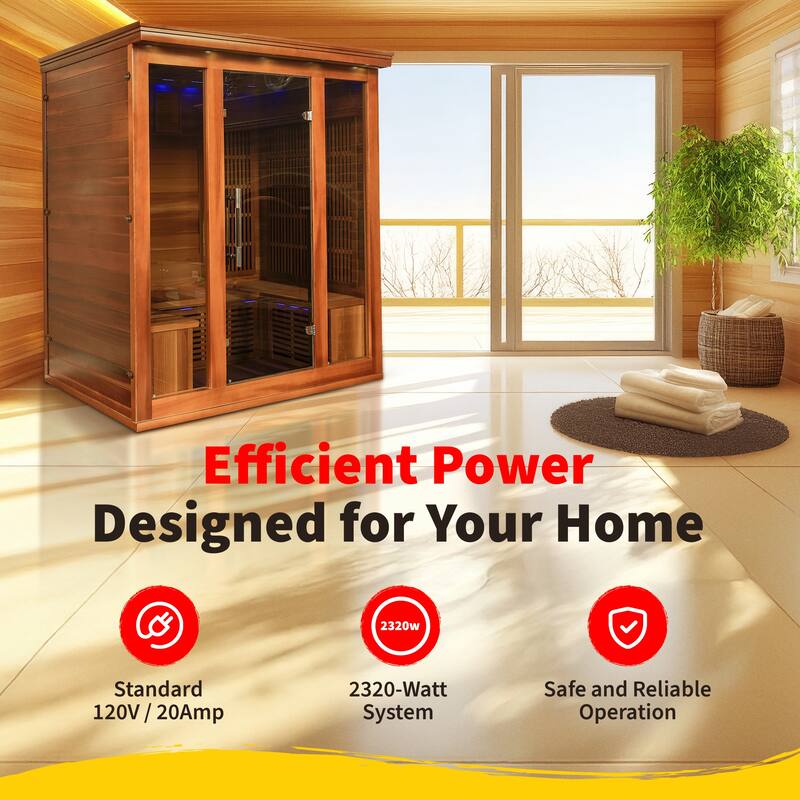 HeatWave Cedar Elite 3-4 Person Infrared Sauna with 9 Carbon Heaters