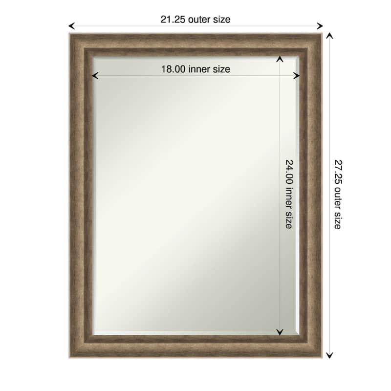 Angled Half-Inch-Bevel Wood Framed Wall Mirror - Glass Size 18x24 - Angled Bronze