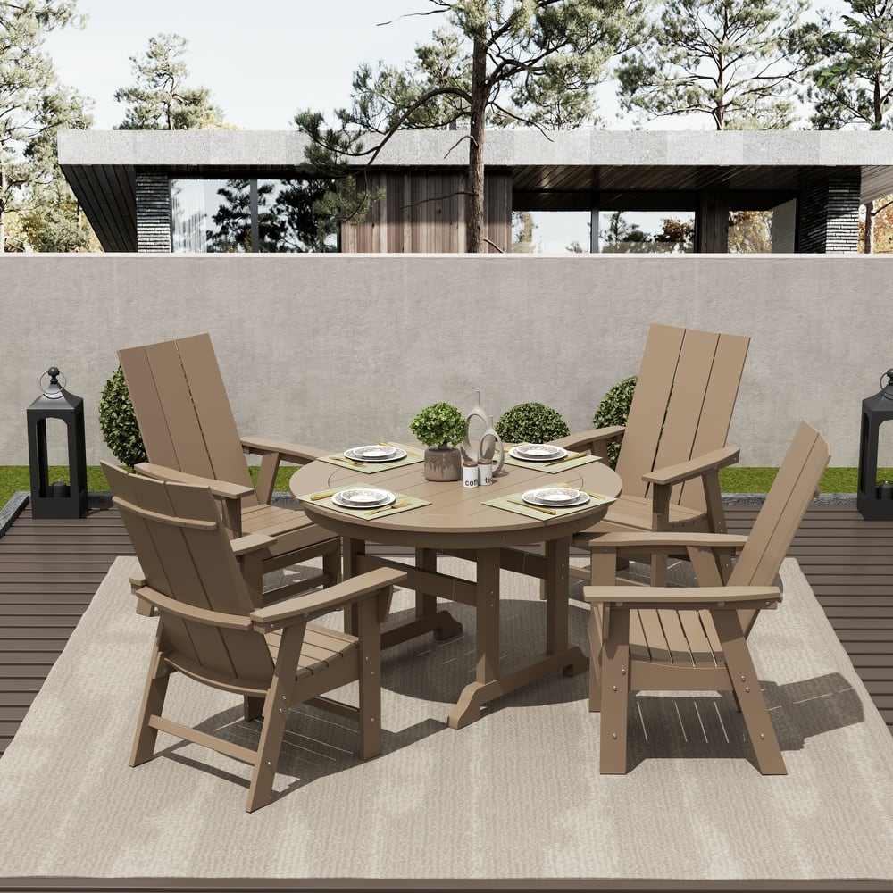 Shoreside 5-Piece Square Poly Eco-Friendly All Weather Outdoor Dining Set with Armchairs