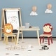 preview thumbnail 10 of 16, Kids Table and 2 Chairs Set, 3 Pieces Toddler Table and Chair Set, Wooden Activity Play Table Set (Bear&Tiger) White