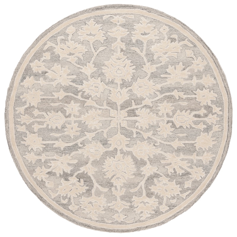 SAFAVIEH Handmade Ebony Telsa Modern & Contemporary Wool Rug - 6' Round - Silver/Ivory