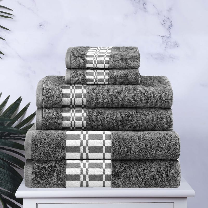 Superior Larissa Cotton Embroidered Geometric Border 6-Piece Towel Set