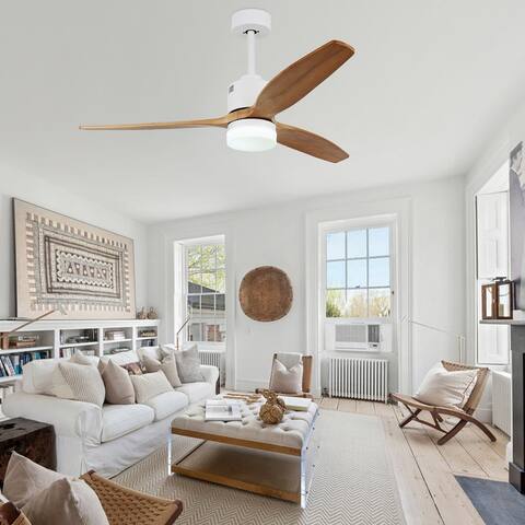 Cusp Barn 52" Outdoor Indoor Solid Wood Ceiling Fan with Lights and Remote