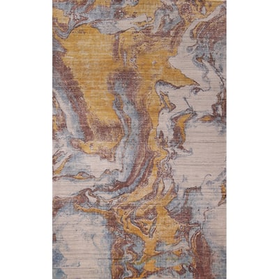 Contemporary Oriental Area Rug Hand-Knotted Modern Wool Carpet - 5'0" X 8'0"