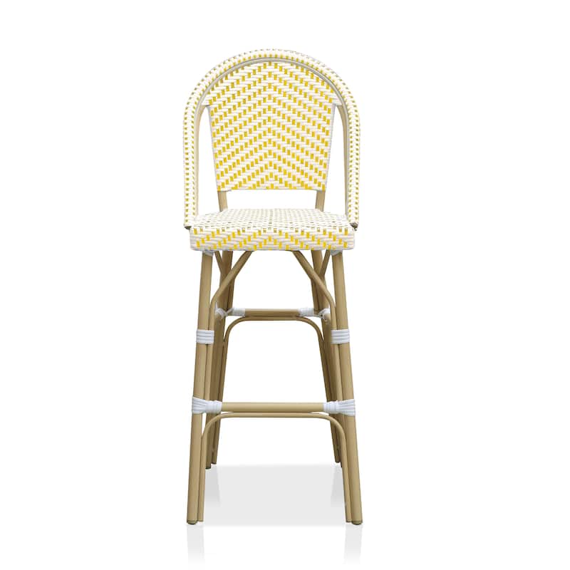 Ariel French Natural Tone 30-inch PE Wicker Patio Bar Chairs (Set of 2) by Furniture of America - Set of 2