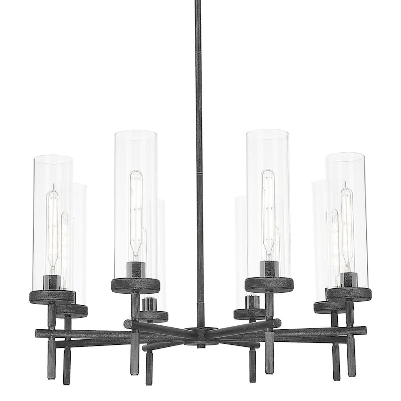 Innovations Lighting 471-8CR-20-32 Lincoln Chandelier Lincoln 8 Light - Weathered Zinc / Clear
