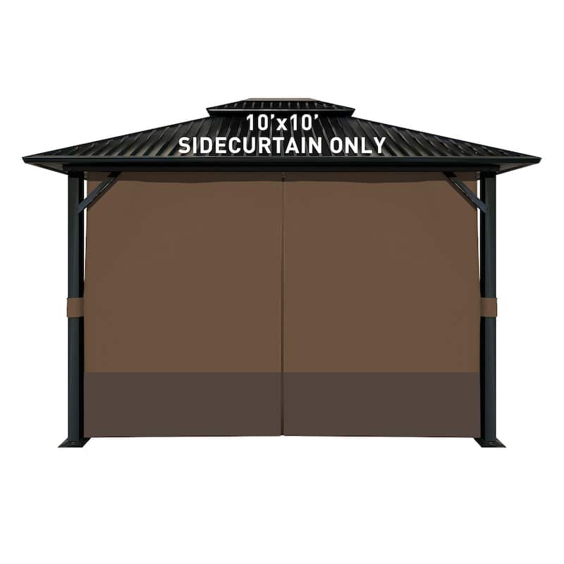 Aoodor 10' x 10' Gazebo Curtain Set，Curtain Only - 10'x10' - Brown and Coffee