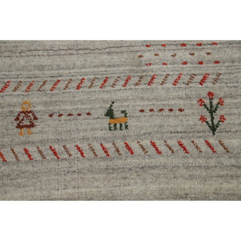Gabbeh Indian Rug Hand-Knotted Oriental Grey Wool Carpet - 5'1" x 7'8"