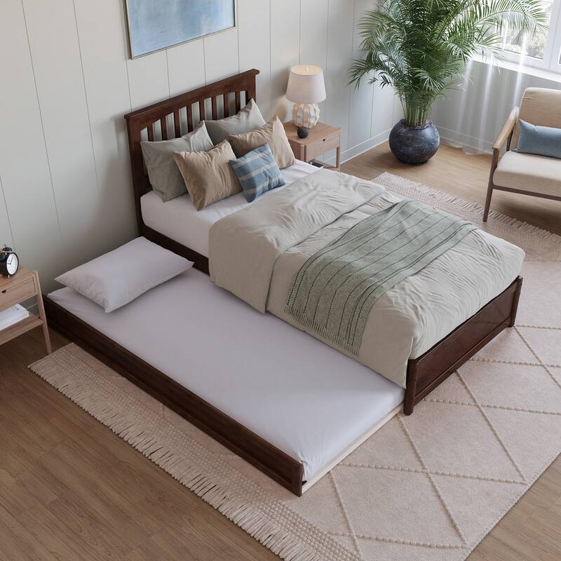 Everett Platform Bed with Panel Footboard and Twin XL Trundle