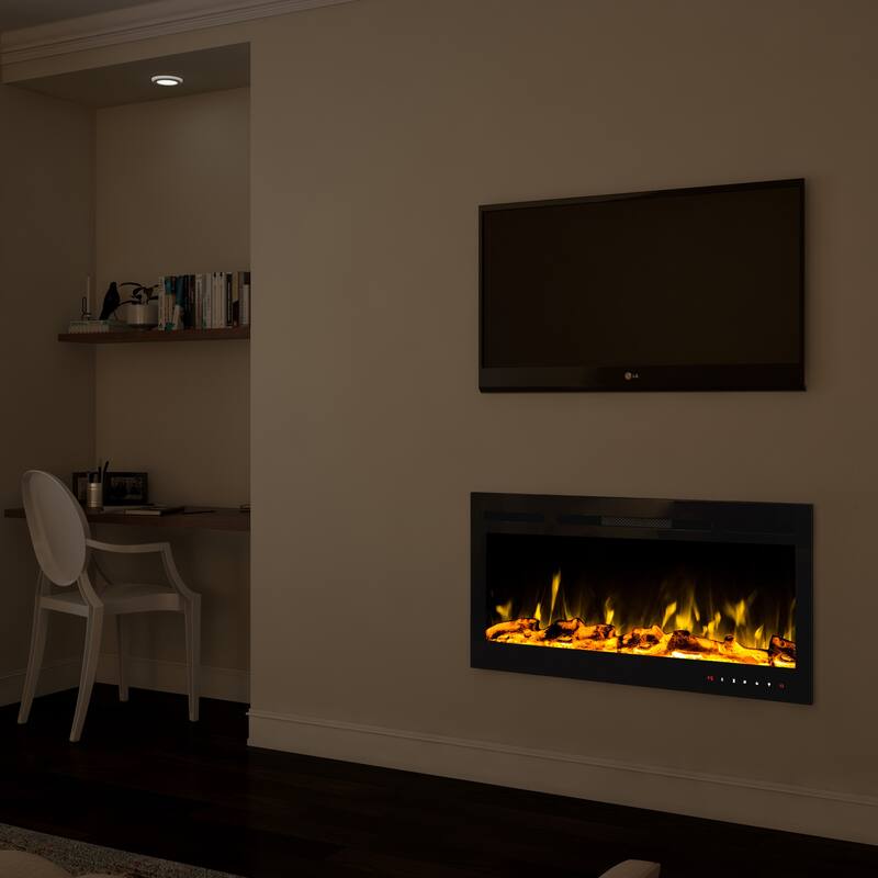 Hastings Home 36-Inch Electric Fireplace, Black - 36" x 21.5" x 5.5"