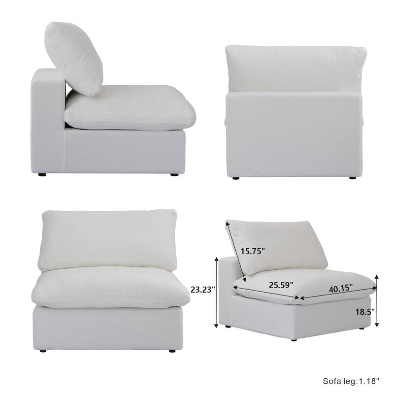 160.6" Modern Linen Sectional Sofa，4-seater Modular Couch with Storage Ottoman for Living Room.