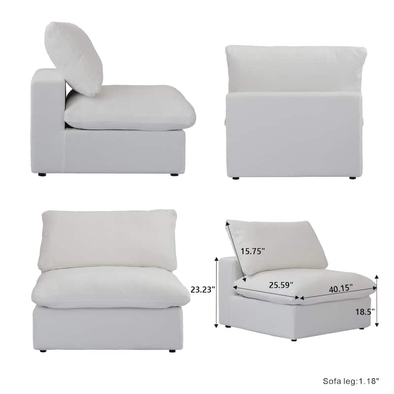 160'' Modern Linen Upholstery 4 Piece Sectional Sofa Minimalism Commix Down Filled Modular Couches