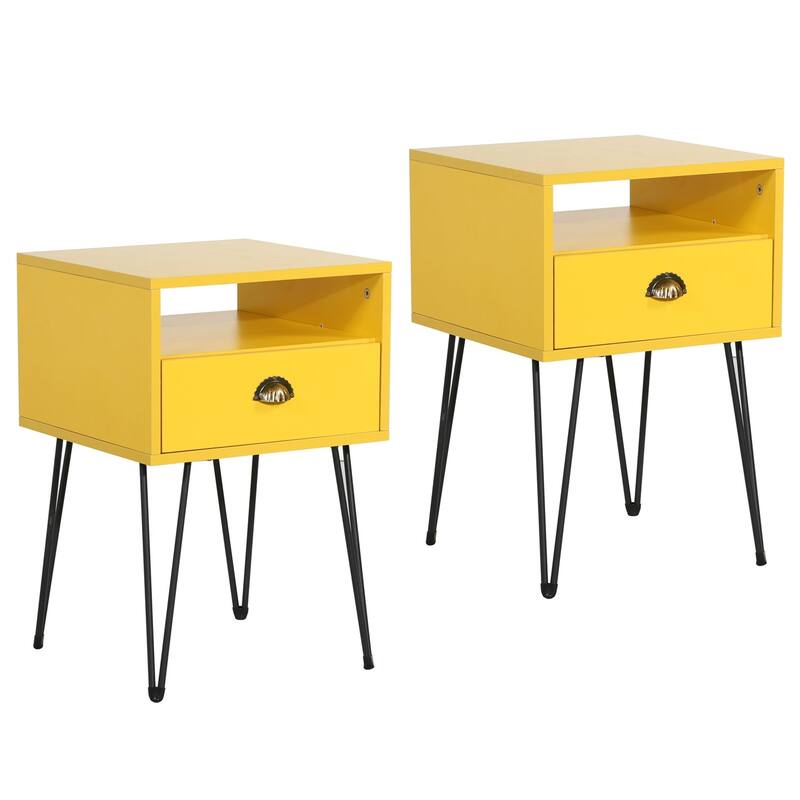 Javlergo Set of 2 Nightstand with Open Compartment & Drawer