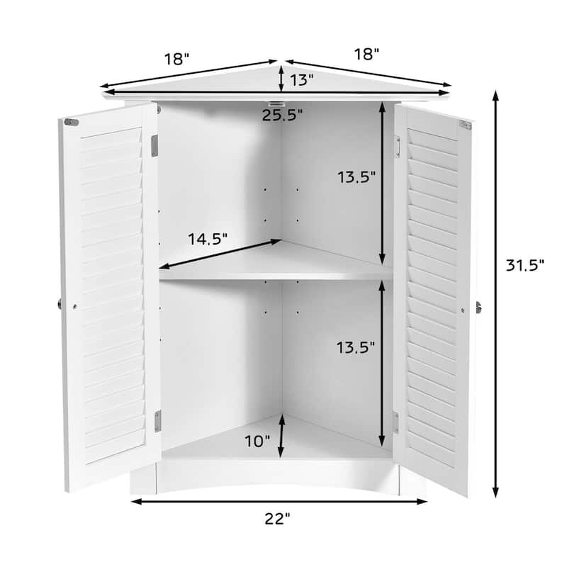 Costway Corner Storage Cabinet Freestanding Floor Cabinet Bathroom w/