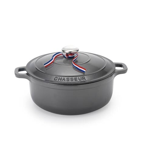 Chasseur 7.1-quart Caviar Grey Enameled Cast Iron Round Dutch Oven