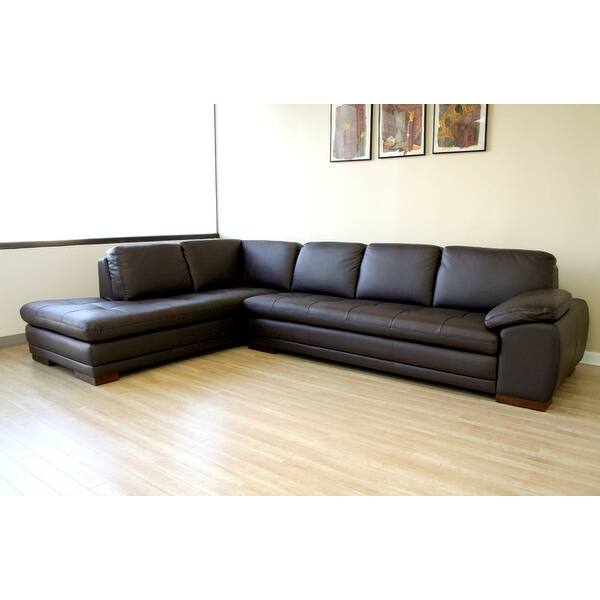 Shop Diana 2pcs Dark Brown Leather Sofa Chaise Sectional Reverse