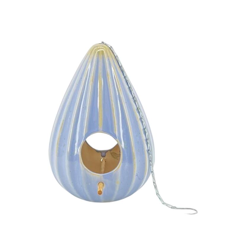 Ceramic 10-Inch Teardrop Ruffled Birdhouse