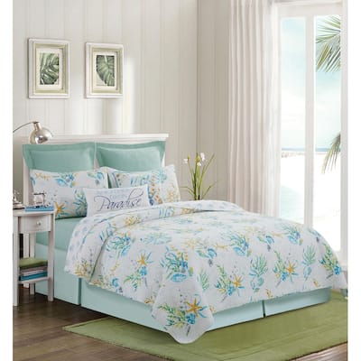 Marlowe Sound Coastal Beach Cotton Quilt Set - Reversible and Machine Washable