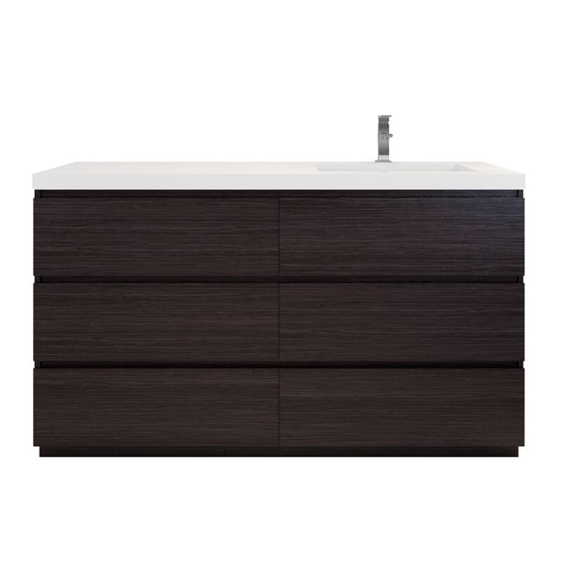 Aron 60'' Freestanding Vanity with Right Single Sink
