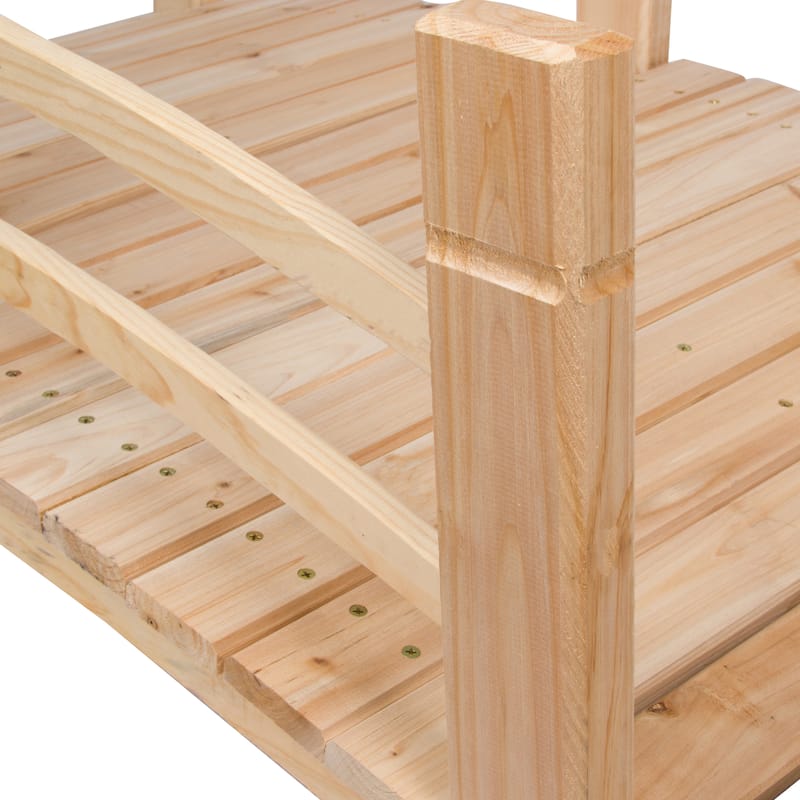 Serene Natural Wood Cedar Decorative Garden Bridge