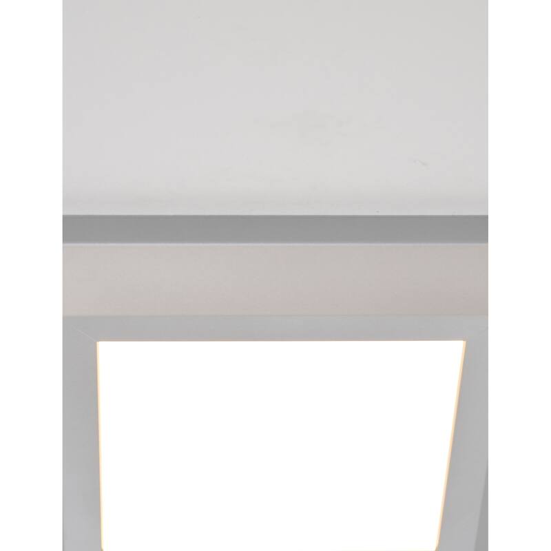 Atlas 1-light Satin Nickel LED Rectangular Flush Mount, White Acrylic Shade