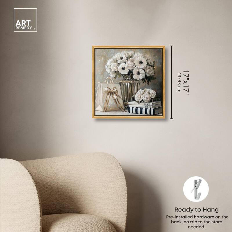 Elegant Flowers Books Neutral Canvas by Art Remedy