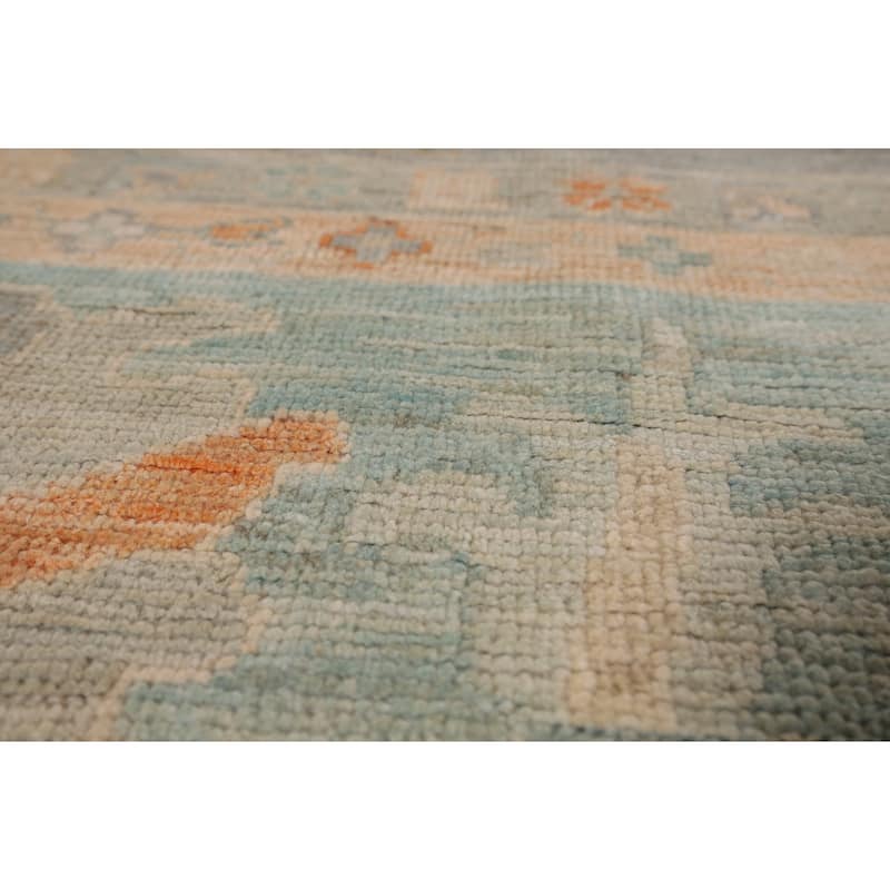 Multi-Color Oushak Area Rug Hand-Knotted Turkish Wool Carpet - 9'9" x 13'2"