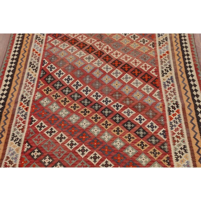 Kilim Qashqai Persian Vintage Rug Flatweave Traditional Wool Carpet - 4'2"x 7'8"