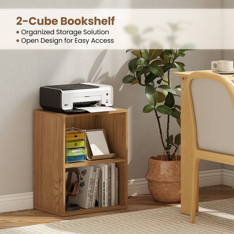 Gymax 2-Cube Bookcase w/ 5-Position Adjustable Shelf Anti-Toppling