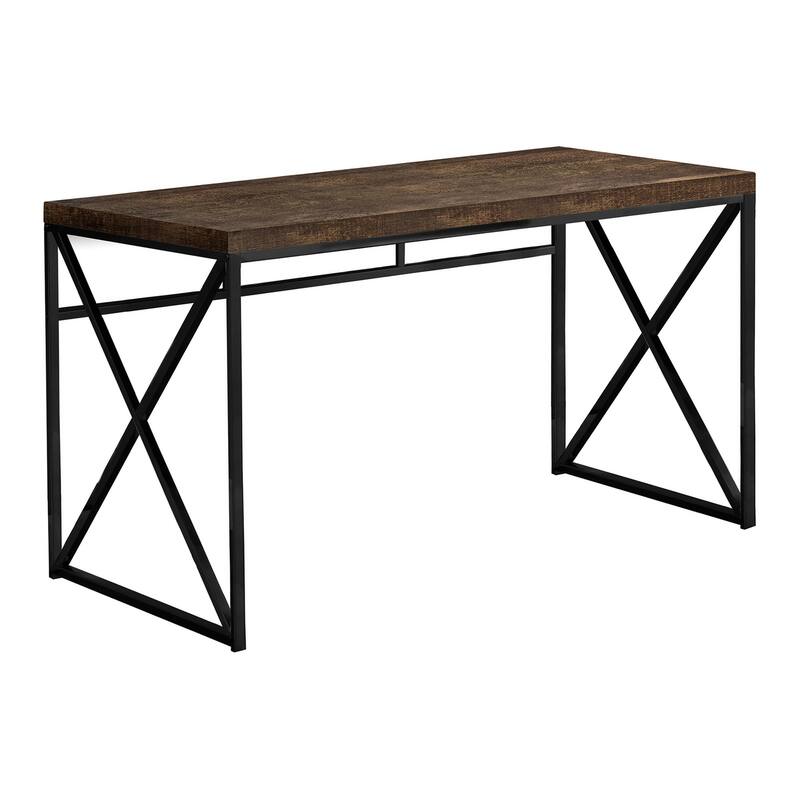 Computer Desk, Home Office, Laptop, Work, Brown Laminate, Black Metal, Contemporary