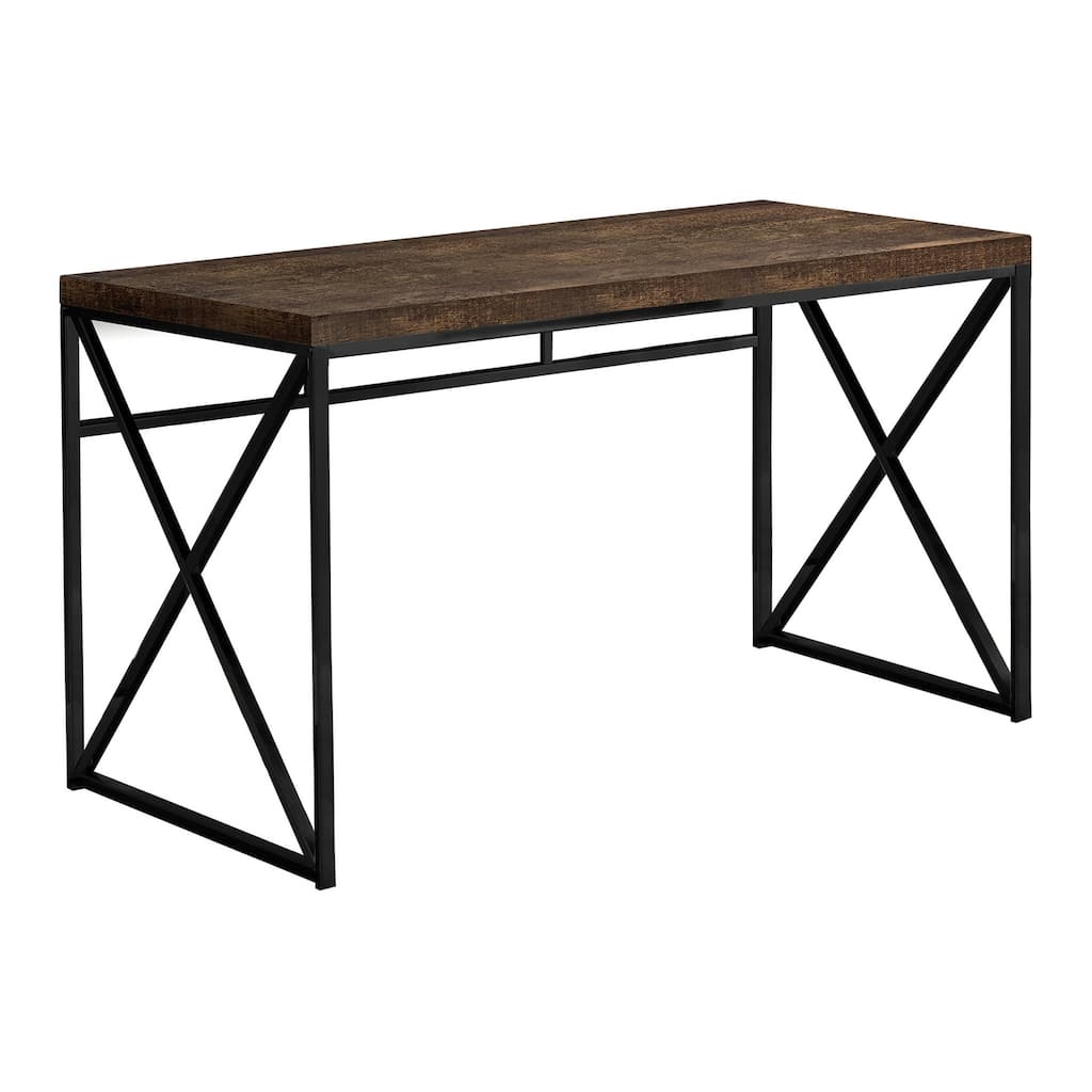 Computer Desk, Home Office, Laptop, Work, Brown Laminate, Black Metal, Contemporary