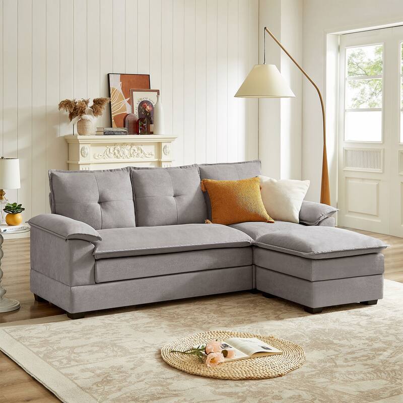 L-Shaped Sectional Sofa with Cloud-Like Seats - 82.28 Inches - Perfect for Living Room