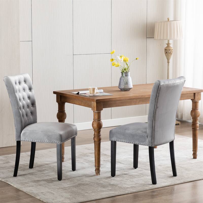 Modern Style Velvet Upholstered Dining Chairs (Set of 2)