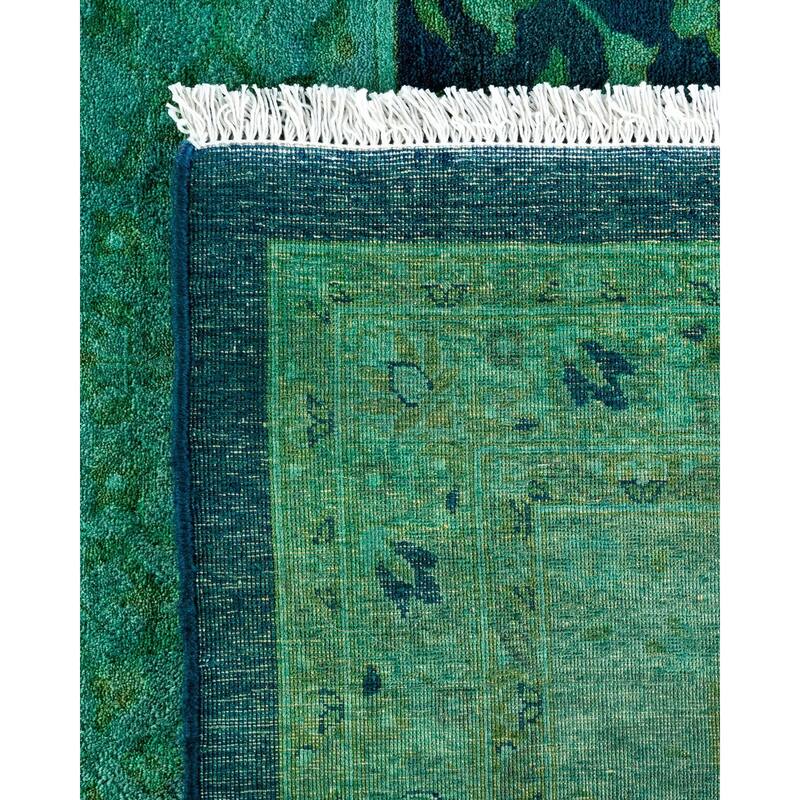 Overton Handknotted Wool Vintage Inspired Contemporary Overdyed Blue Area Rug - 14' 10" x 9' 3"