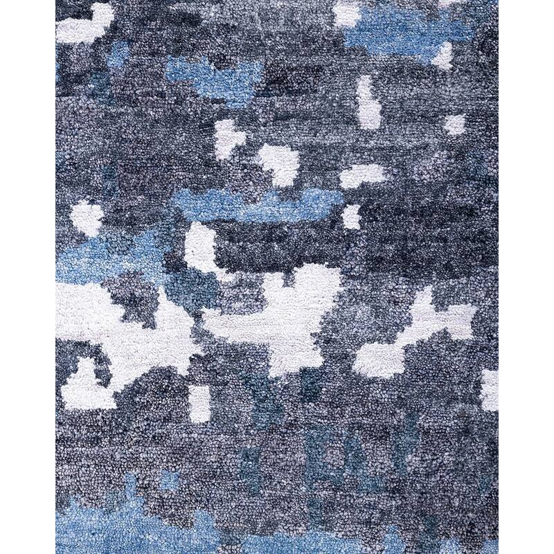 Modern One-of-a-Kind Handmade Area Rug, Blue - 9' 1" x 12' 1"