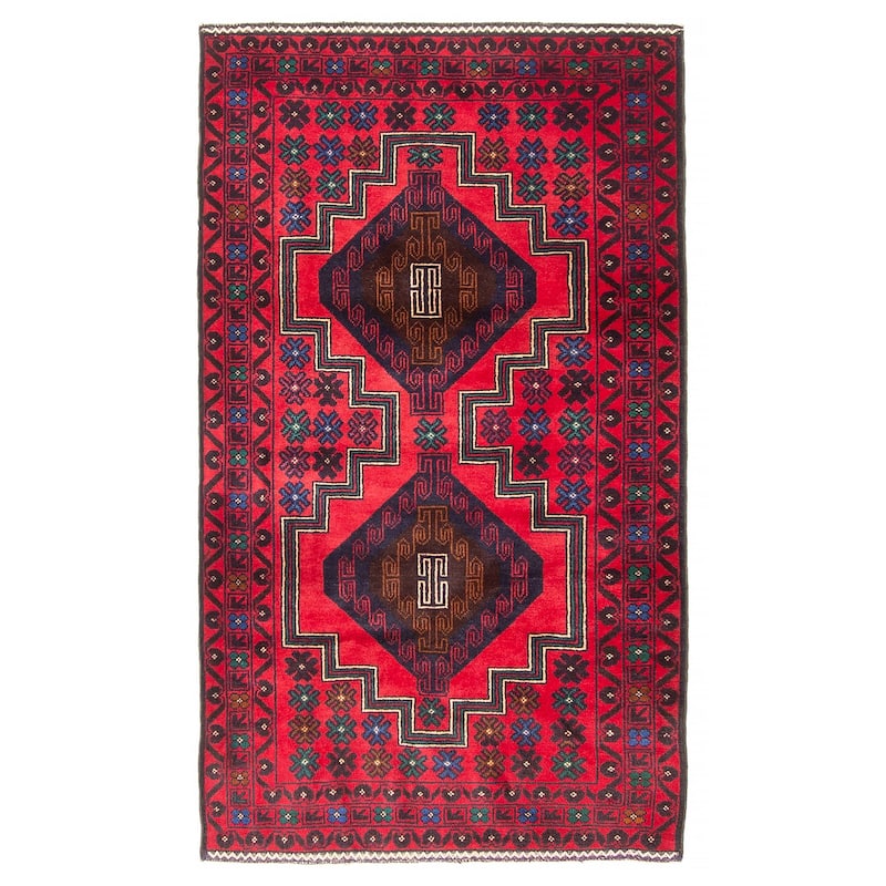 Teimani Red Rug 2'10" x 5'0" - 2'10 x 5'0 - Red - 2'10 x 5'0
