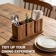 preview thumbnail 4 of 6, Acacia Wood Utensil Holder 13 x 4.5 x 4.7 in 3-Section Countertop Caddy with Bottom Tray Kitchen Organizer - 13 x 4.5 x 4.7 in